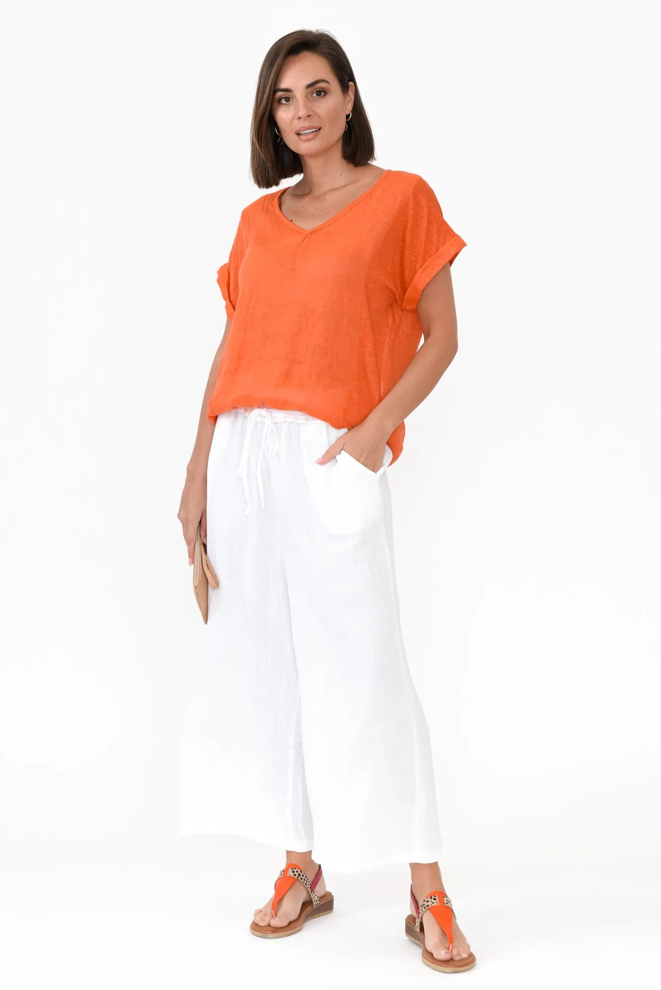 Effie Orange Linen Tee sold by Blue Bungalow product image thumbnail 5