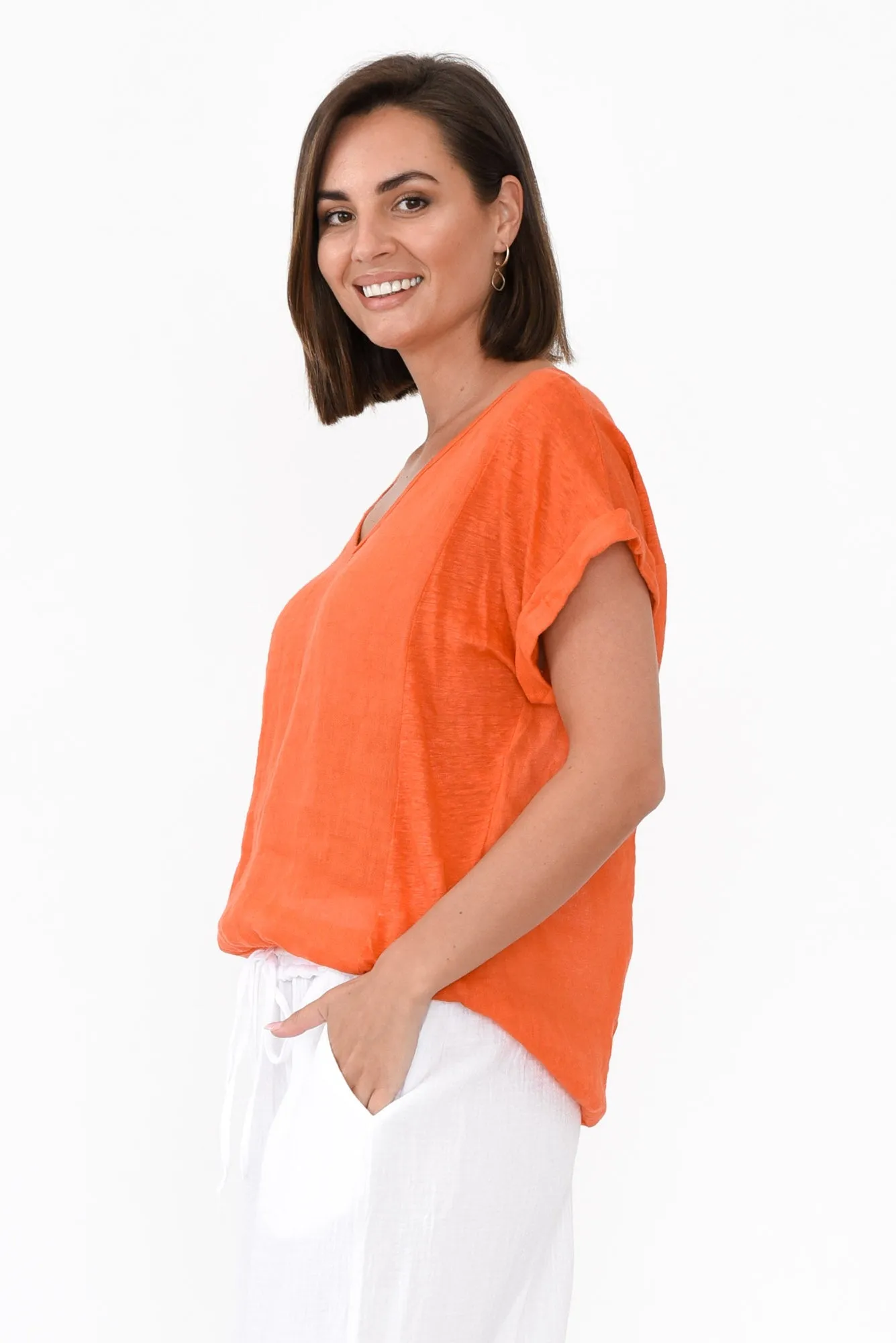 Effie Orange Linen Tee sold by Blue Bungalow product image thumbnail 3