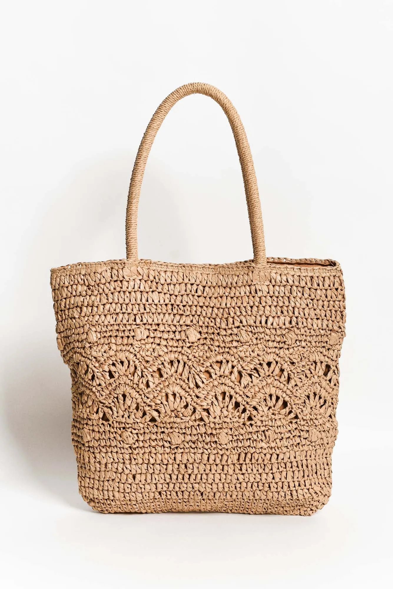 Venya Tan Straw Tote Bag sold by Blue Bungalow