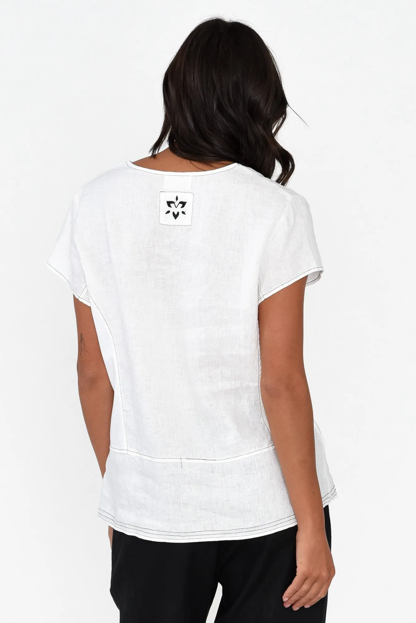 Lindy White Linen V Neck Top sold by Blue Bungalow product image thumbnail 4