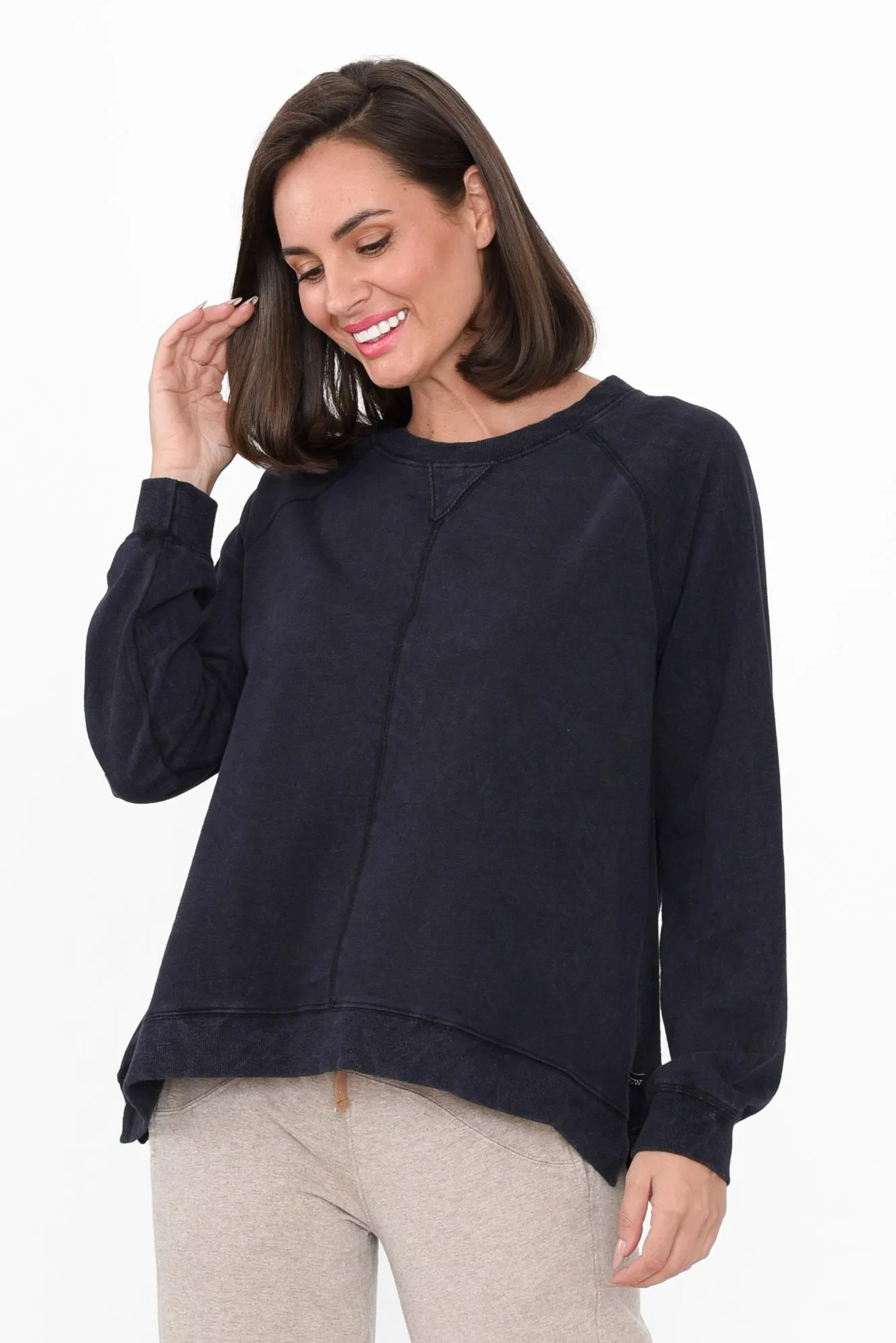 Chessie Black Cotton Long Sleeve Top sold by Blue Bungalow