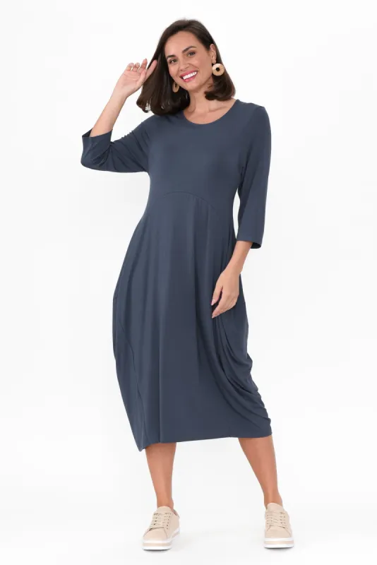 Glenda Blue Sleeved Crescent Dress sold by Blue Bungalow