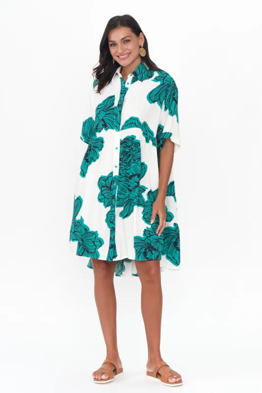 Jareth Green Floral Shirt Dress sold by Blue Bungalow