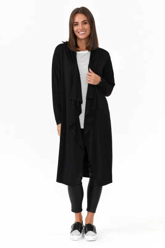 Leanna Black Bamboo Waterfall Cardigan sold by Blue Bungalow