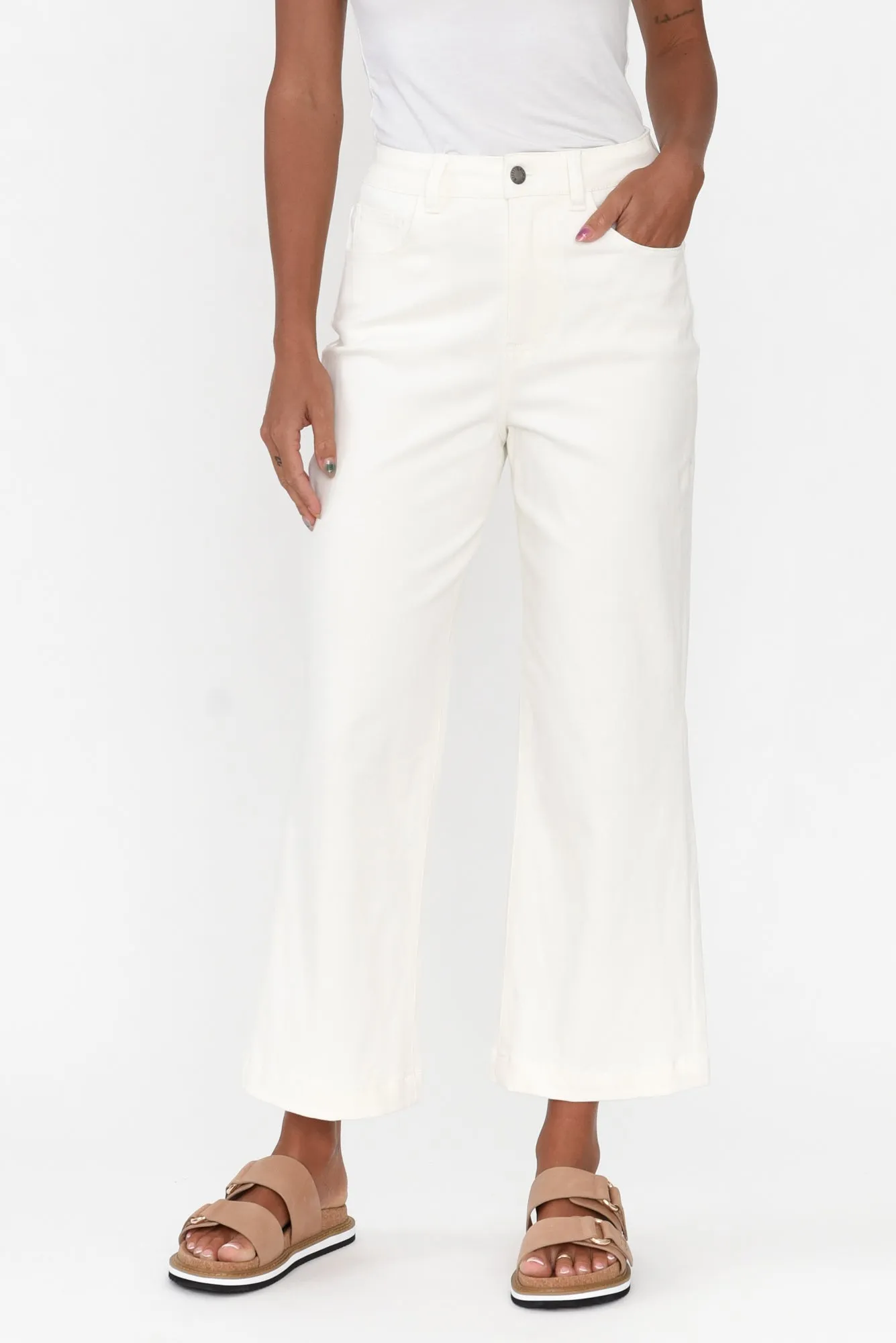 Winnie White Wide Leg Jeans sold by Blue Bungalow