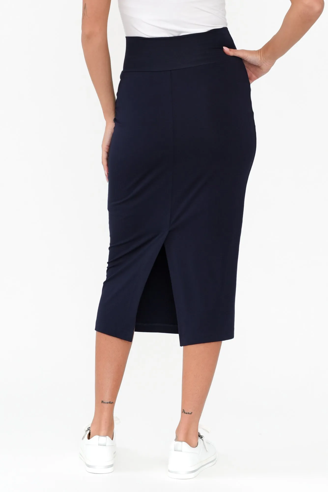 Navy Bamboo Maxi Tube Skirt sold by Blue Bungalow product image thumbnail 5