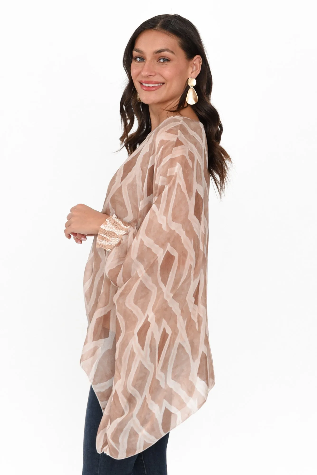 Jacari Beige Geo Silk Layer Top sold by Blue Bungalow product image thumbnail 3