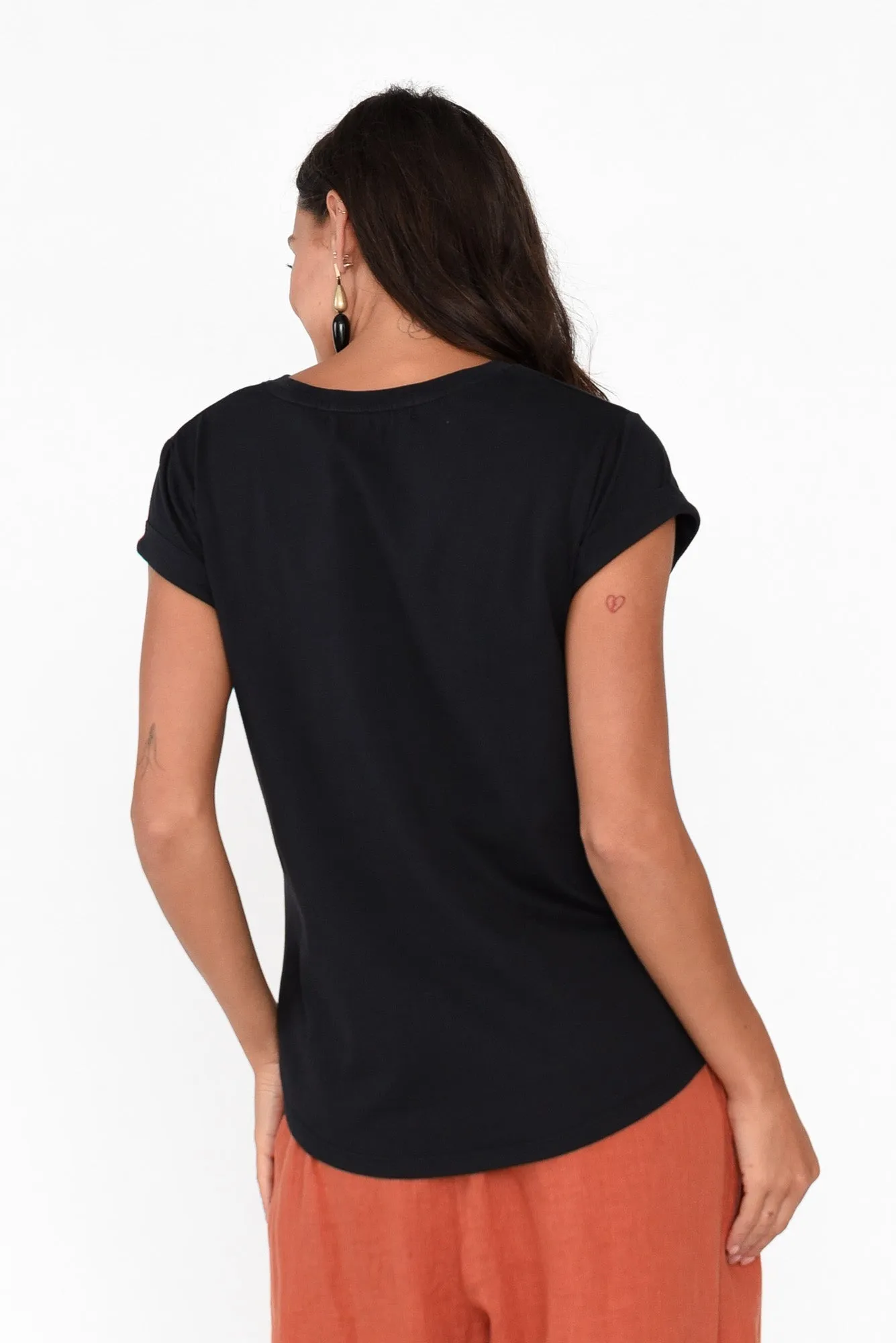 Manly Black Cotton Tee sold by Blue Bungalow product image thumbnail 4