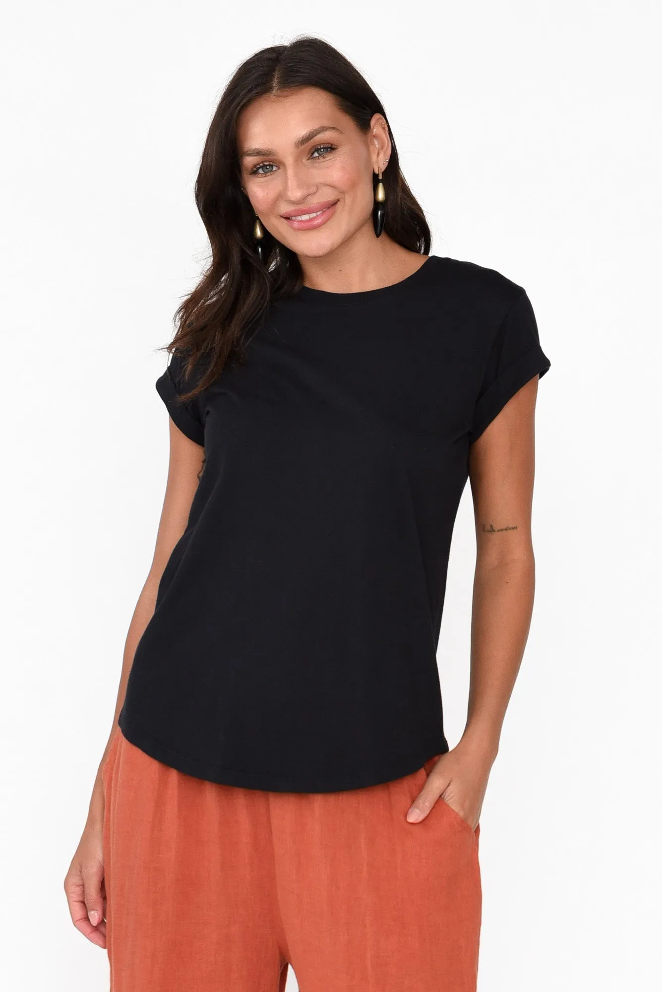 Manly Black Cotton Tee sold by Blue Bungalow