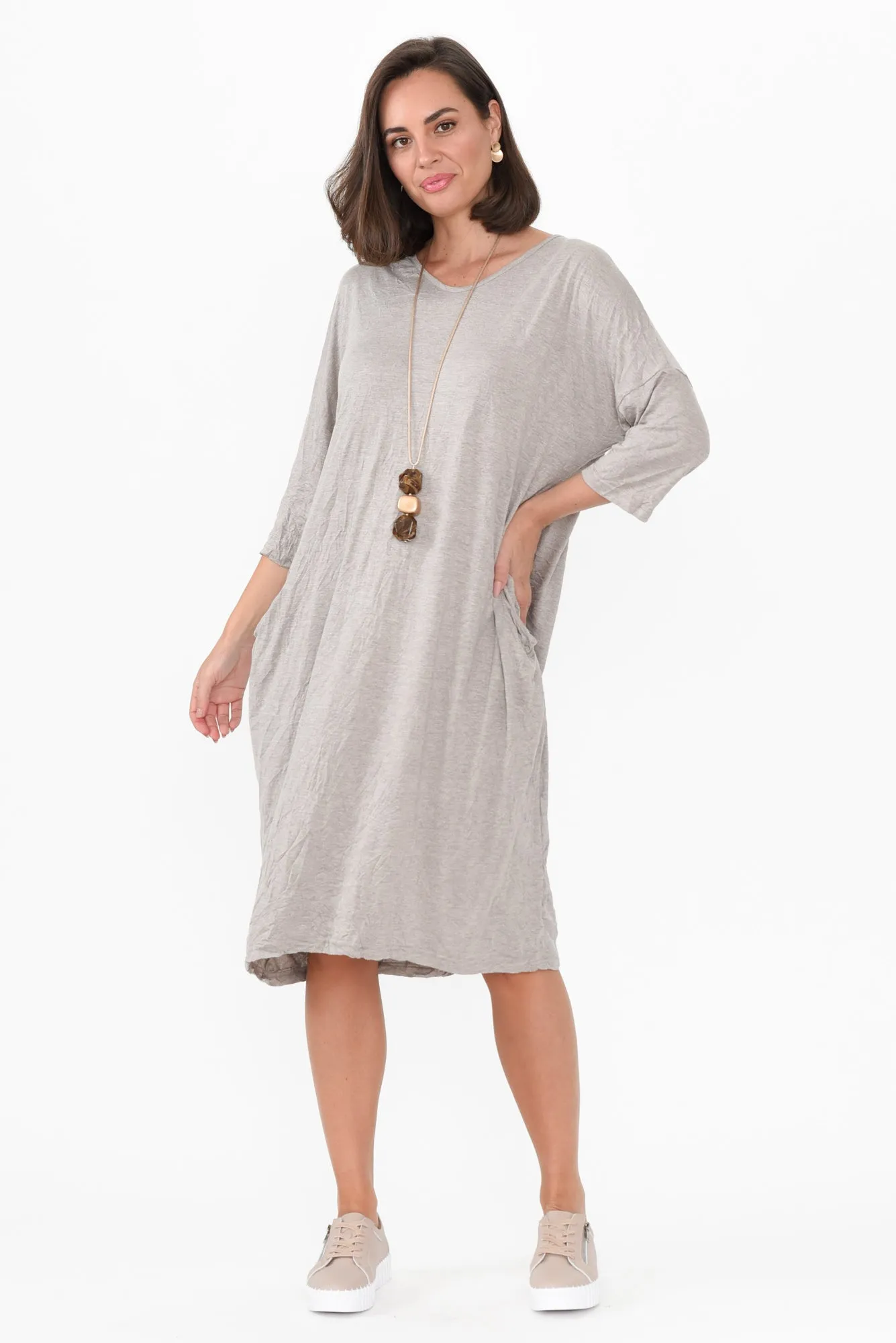 Travel Oat Crinkle Cotton Sleeved Dress sold by Blue Bungalow product image thumbnail 5
