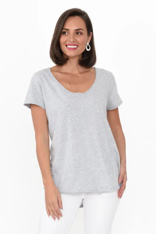 Grey Cotton Fundamental Vee Tee sold by Blue Bungalow
