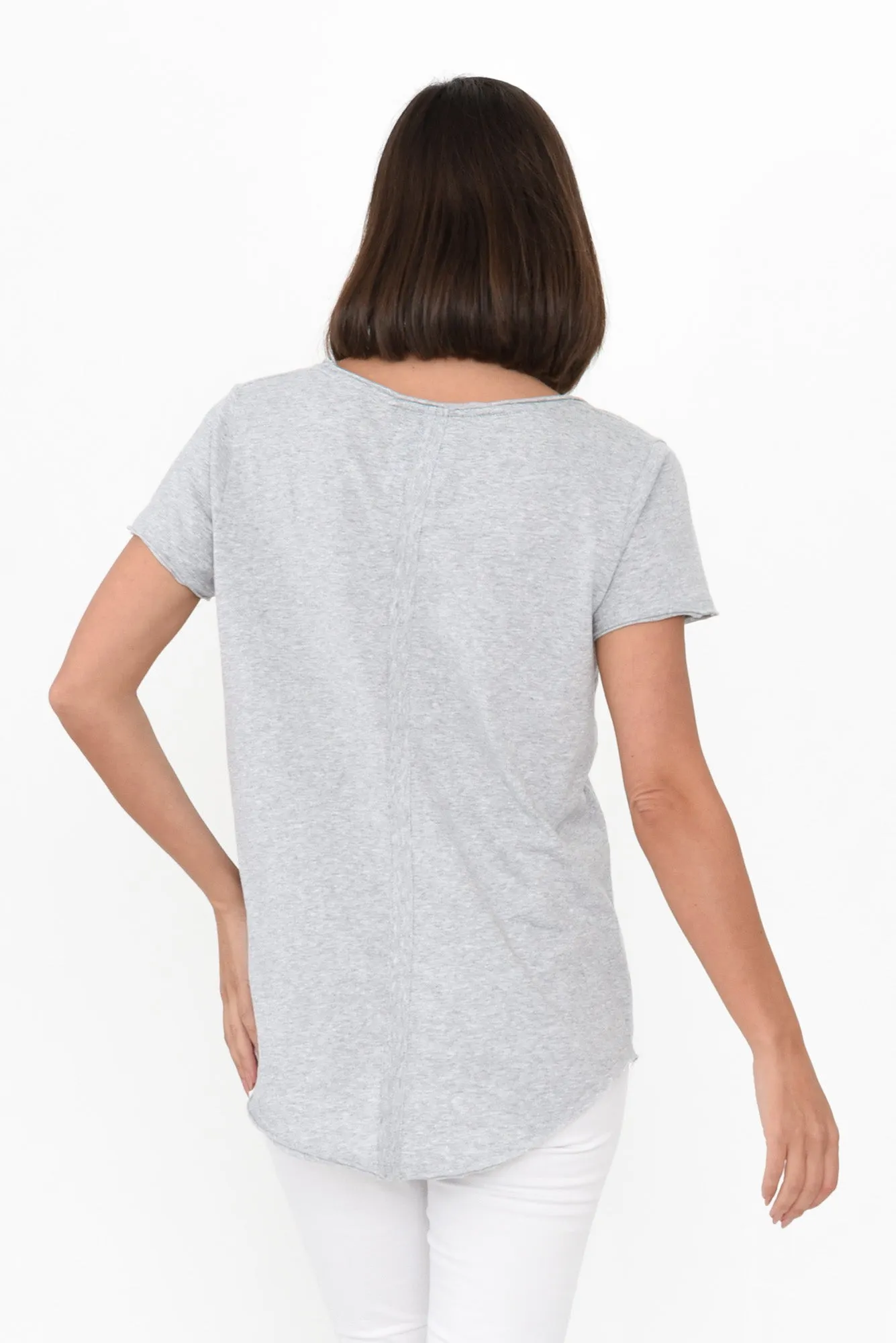 Grey Cotton Fundamental Vee Tee sold by Blue Bungalow product image thumbnail 5