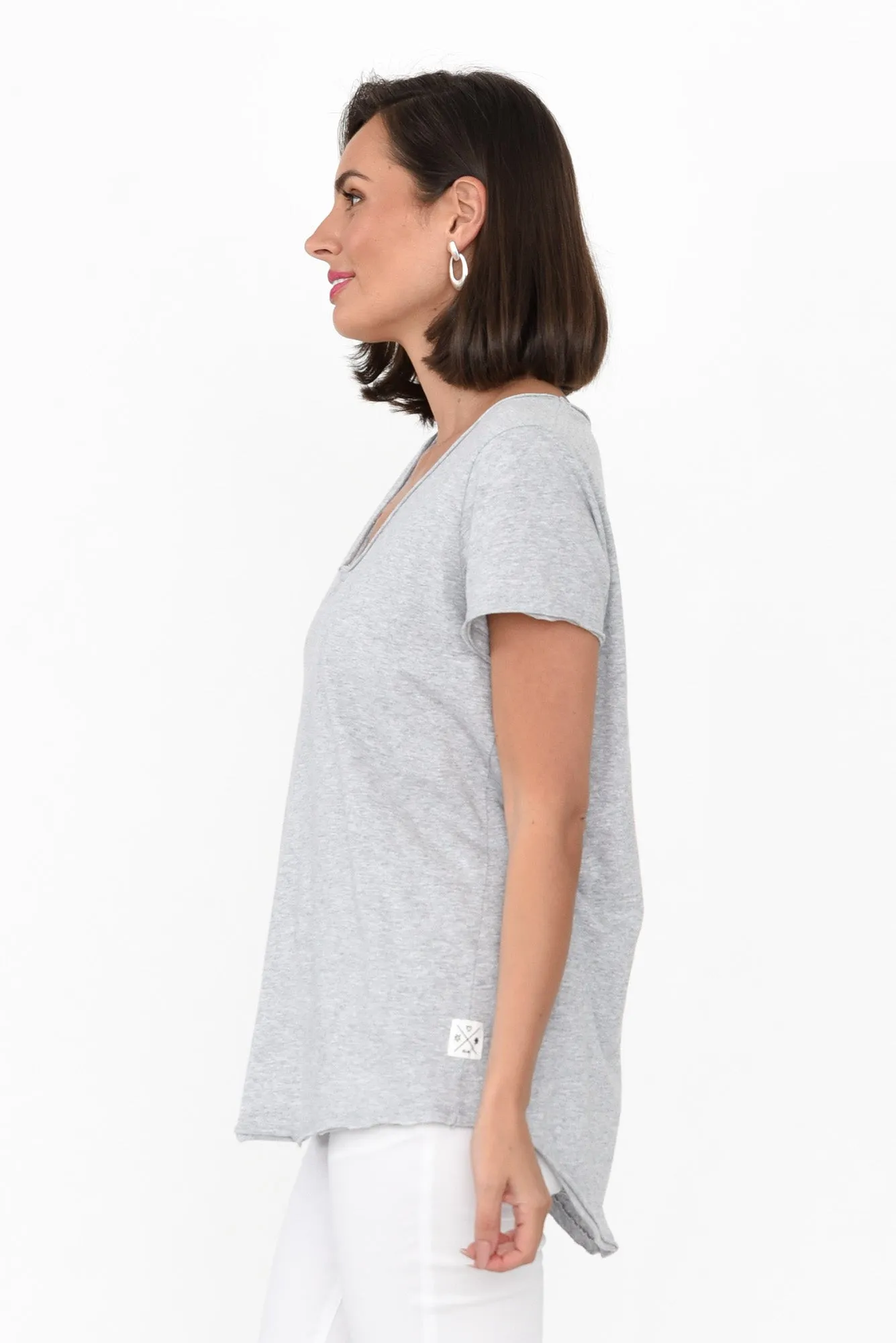 Grey Cotton Fundamental Vee Tee sold by Blue Bungalow product image thumbnail 4