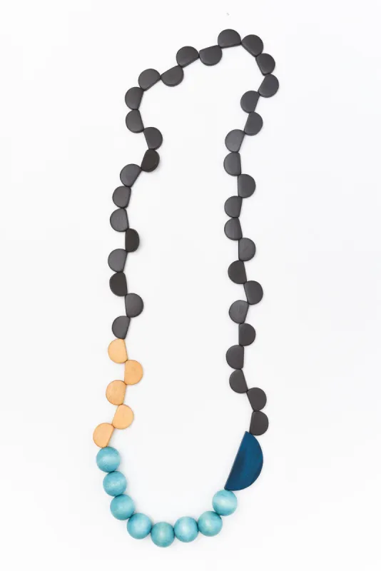 Ara Turquoise Wooden Beaded Necklace sold by Blue Bungalow