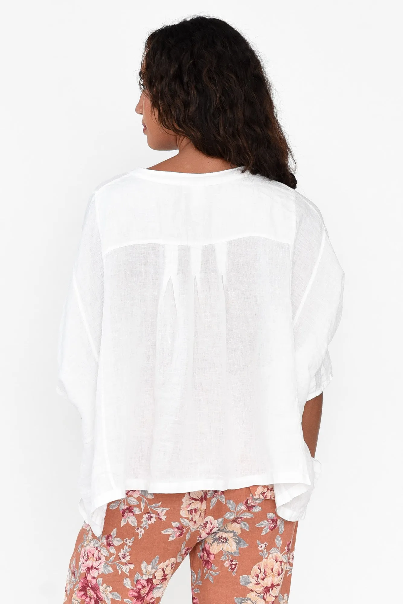 Evadalia White Linen Button Top sold by Blue Bungalow product image thumbnail 5