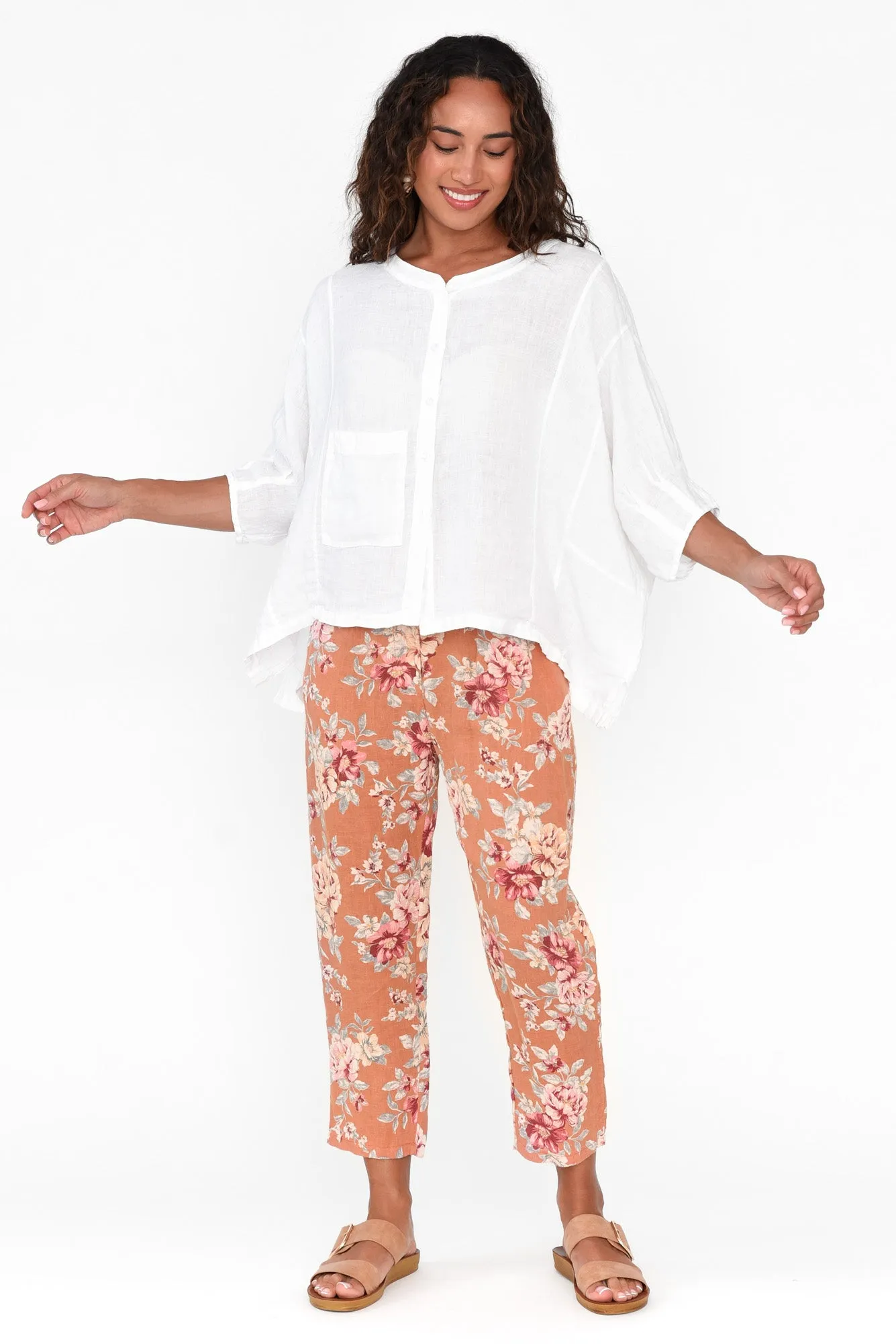 Evadalia White Linen Button Top sold by Blue Bungalow product image thumbnail 2