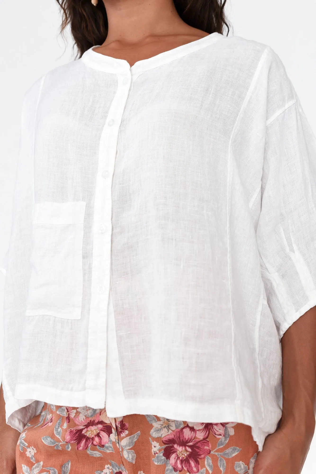 Evadalia White Linen Button Top sold by Blue Bungalow product image thumbnail 3