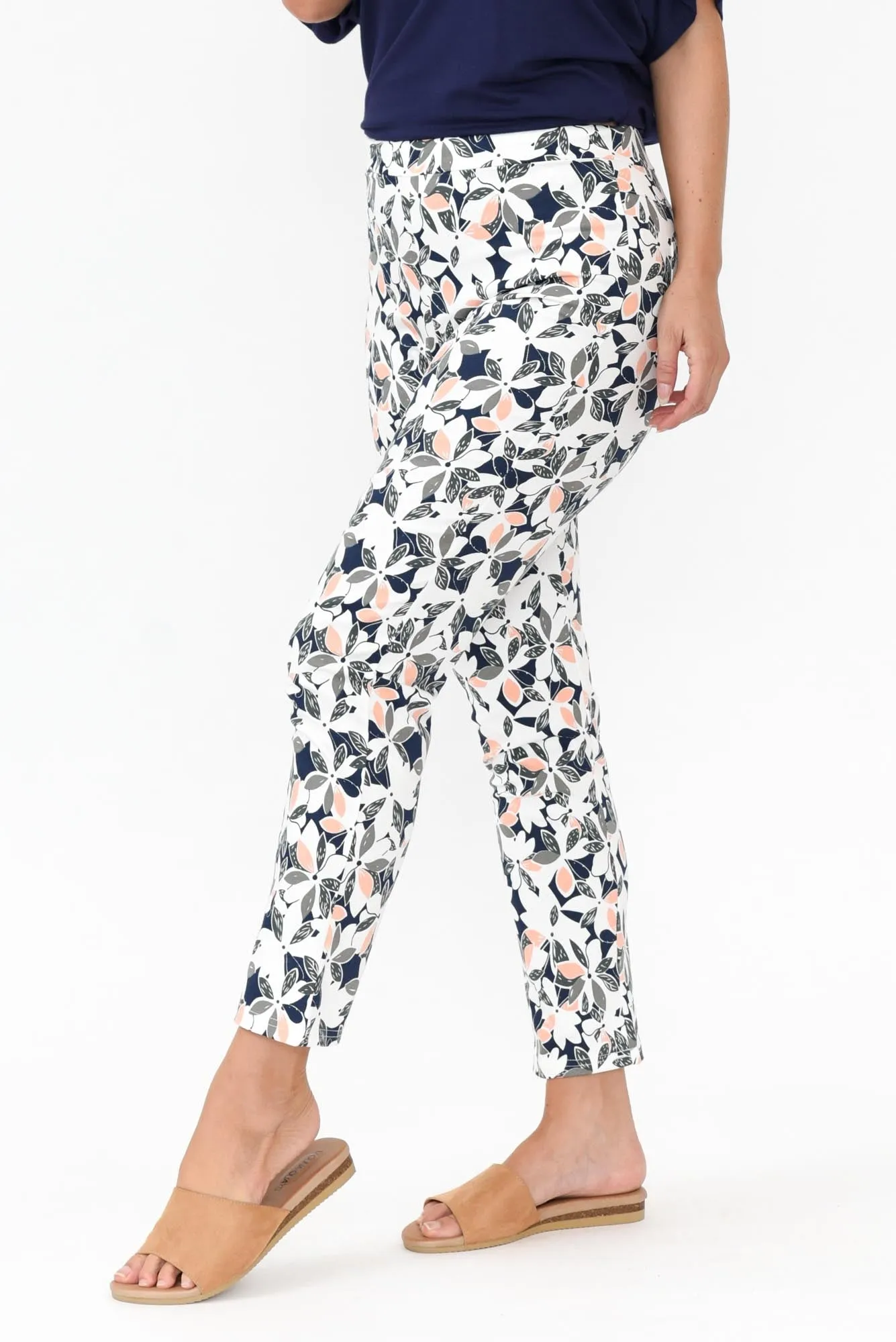 Milo Navy Floral Stretch Pants sold by Blue Bungalow product image thumbnail 3