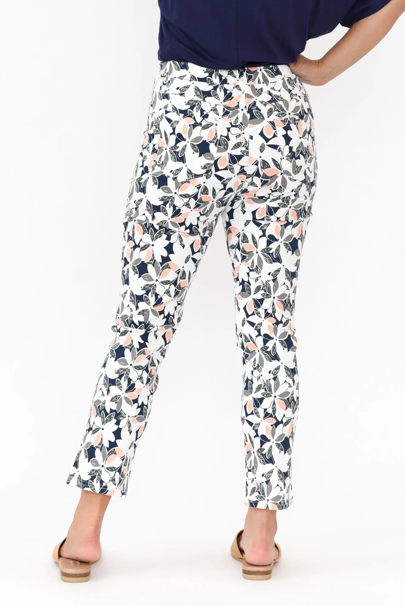 Milo Navy Floral Stretch Pants sold by Blue Bungalow product image thumbnail 4