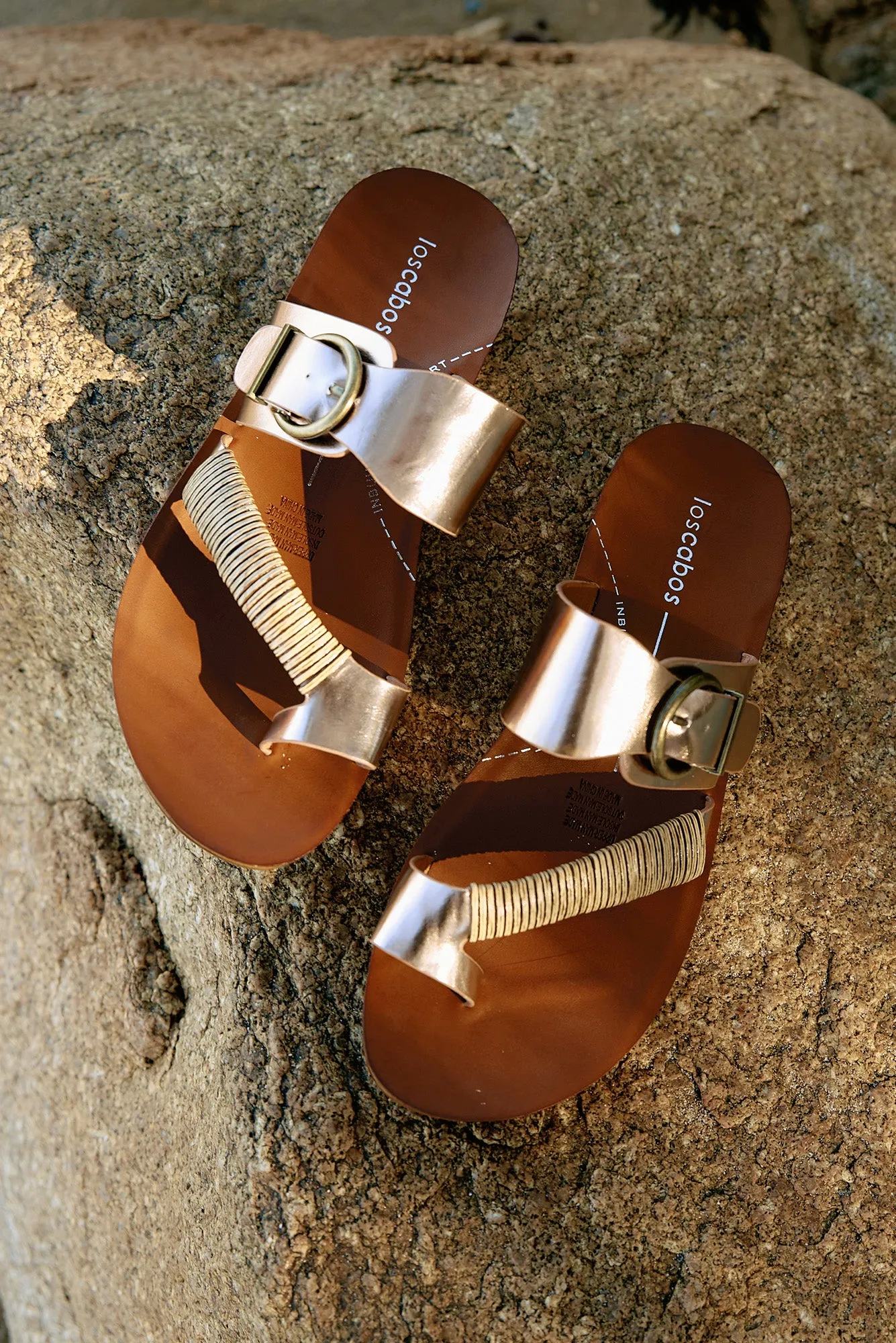 Bria Rose Gold Metallic Slide sold by Blue Bungalow