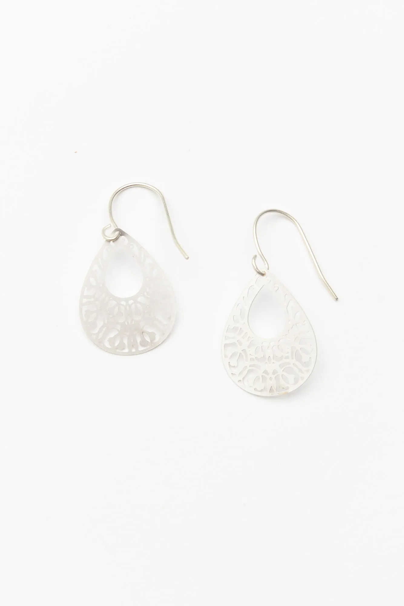 Silver Mini Filigree Teardrop Earrings sold by Blue Bungalow