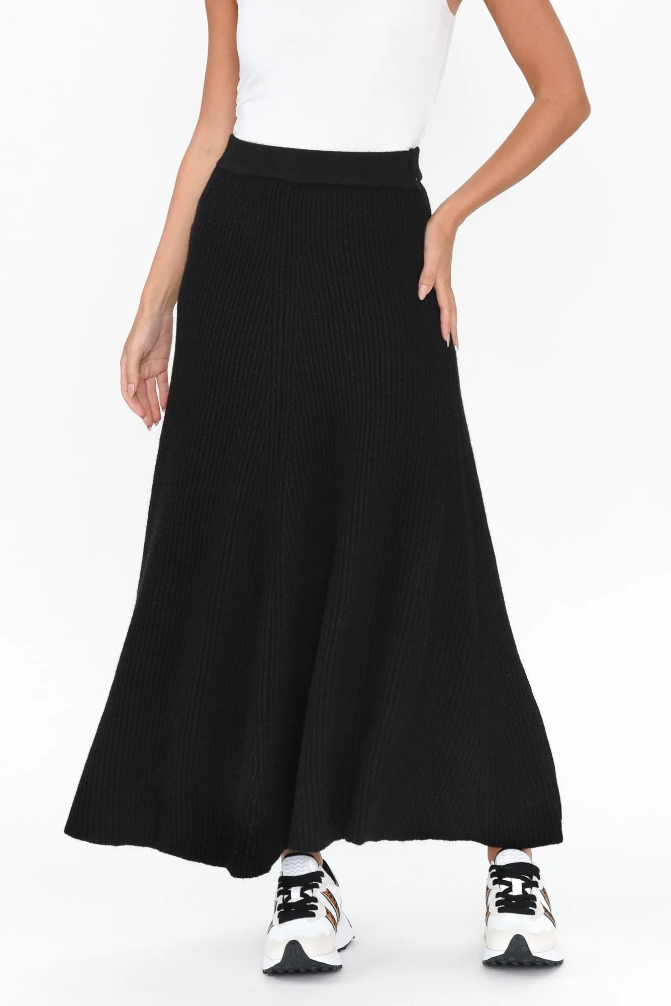 Roshni Black Knit Maxi Skirt sold by Blue Bungalow