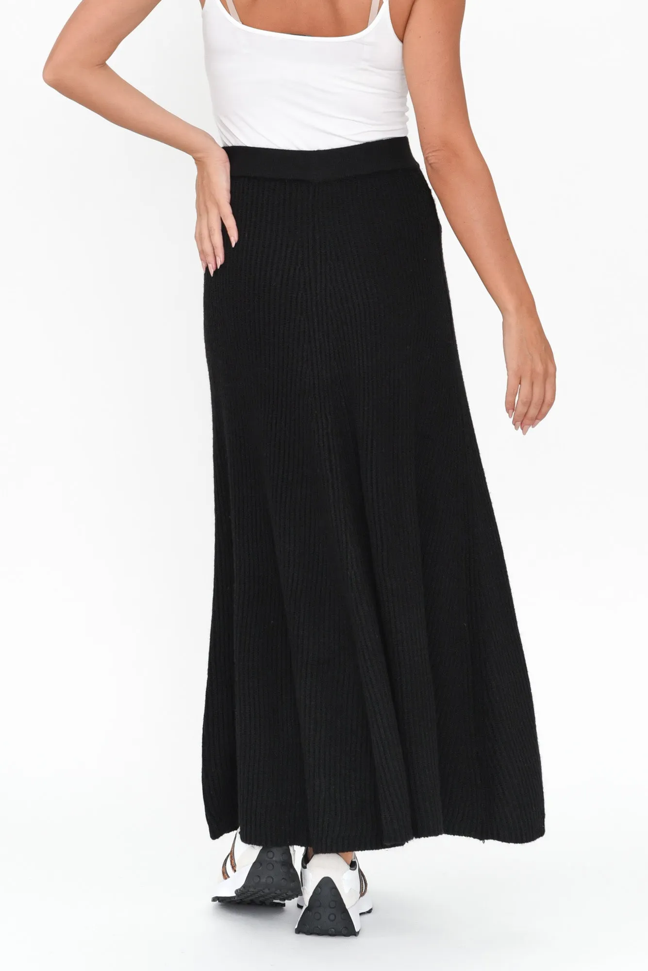 Roshni Black Knit Maxi Skirt sold by Blue Bungalow product image thumbnail 5
