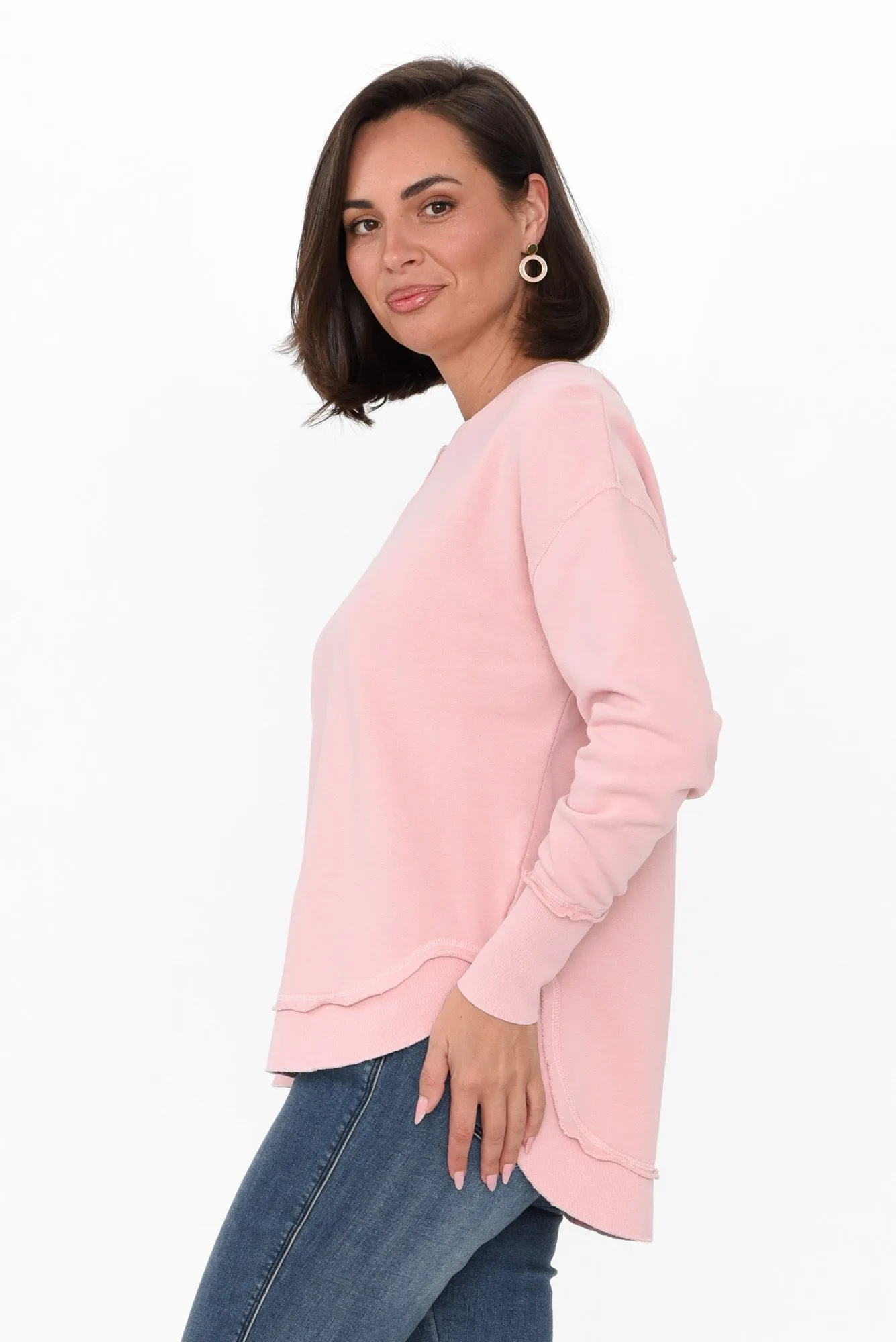 Delilah Blush Cotton Crewneck Sweatshirt sold by Blue Bungalow product image thumbnail 3