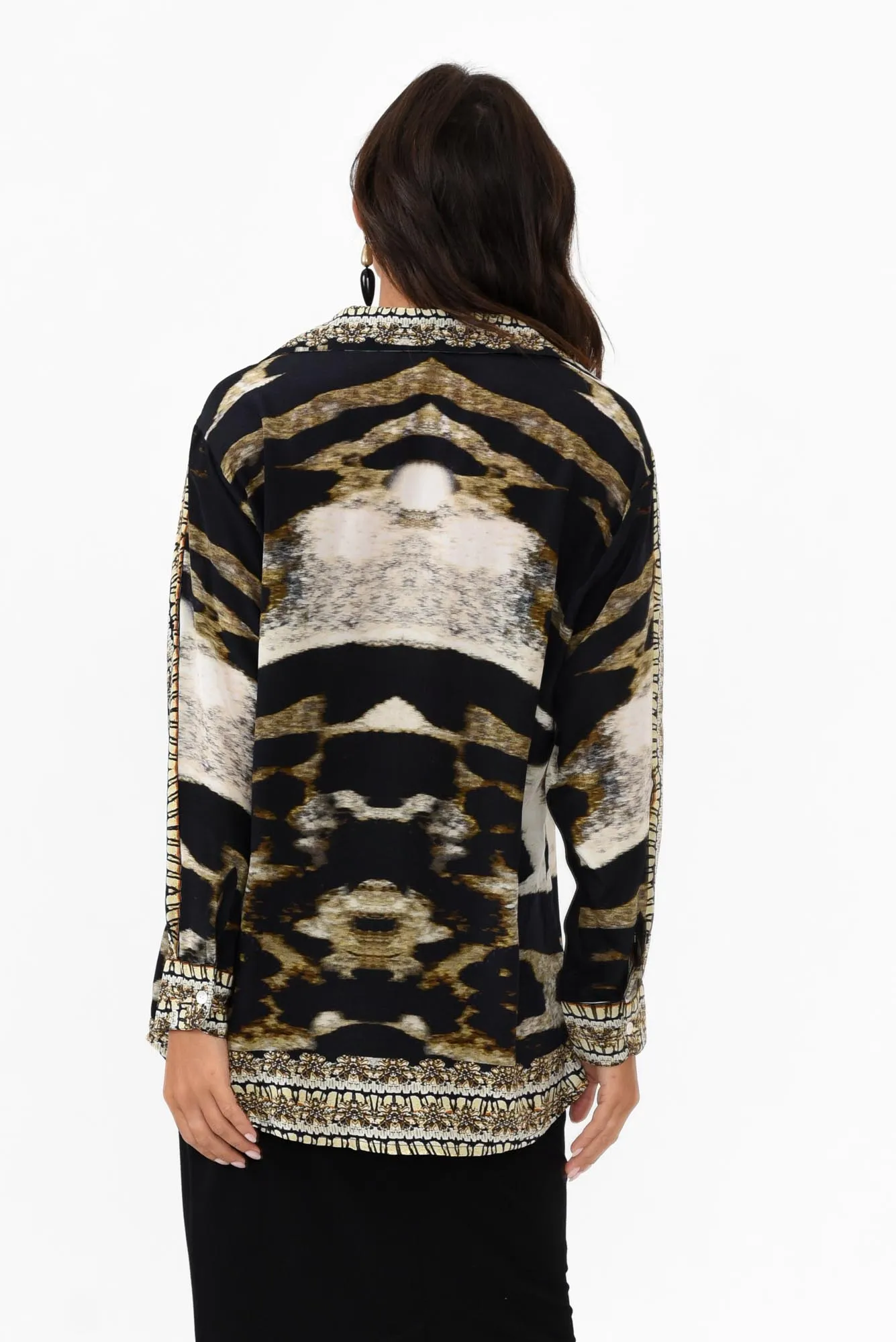 Snow Leopard Silk Collared Shirt sold by Blue Bungalow product image thumbnail 4