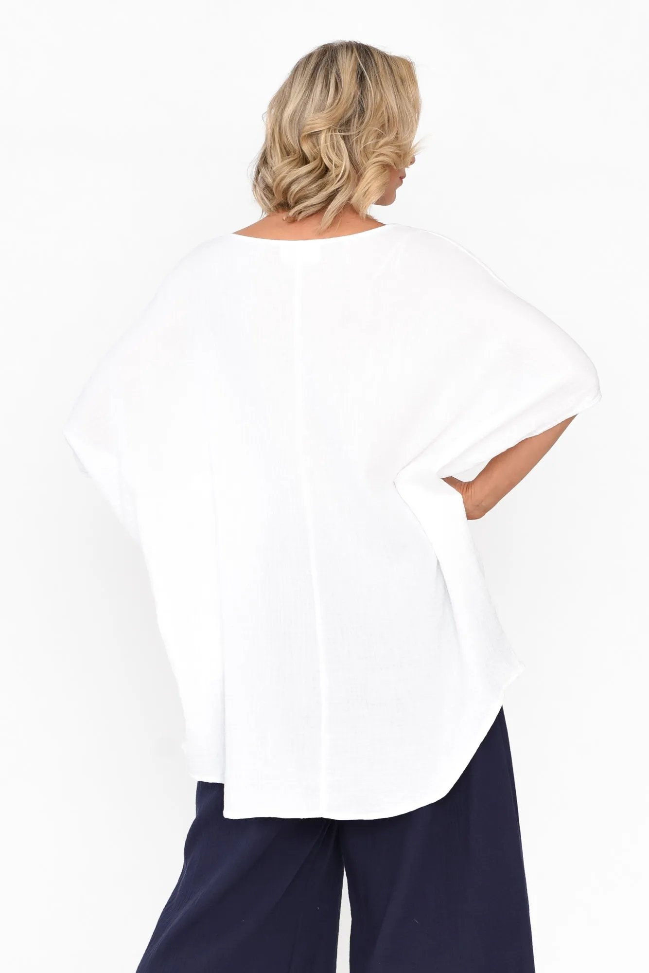 Maida White Cotton V Neck Top sold by Blue Bungalow product image thumbnail 5