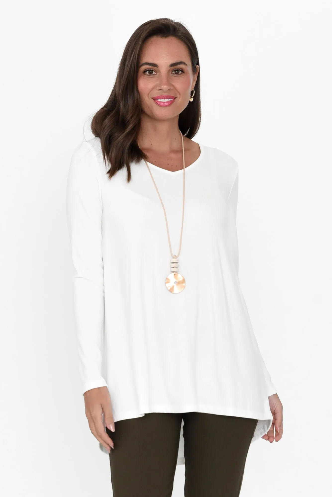 Shenali White Long Sleeve Swing Top sold by Blue Bungalow