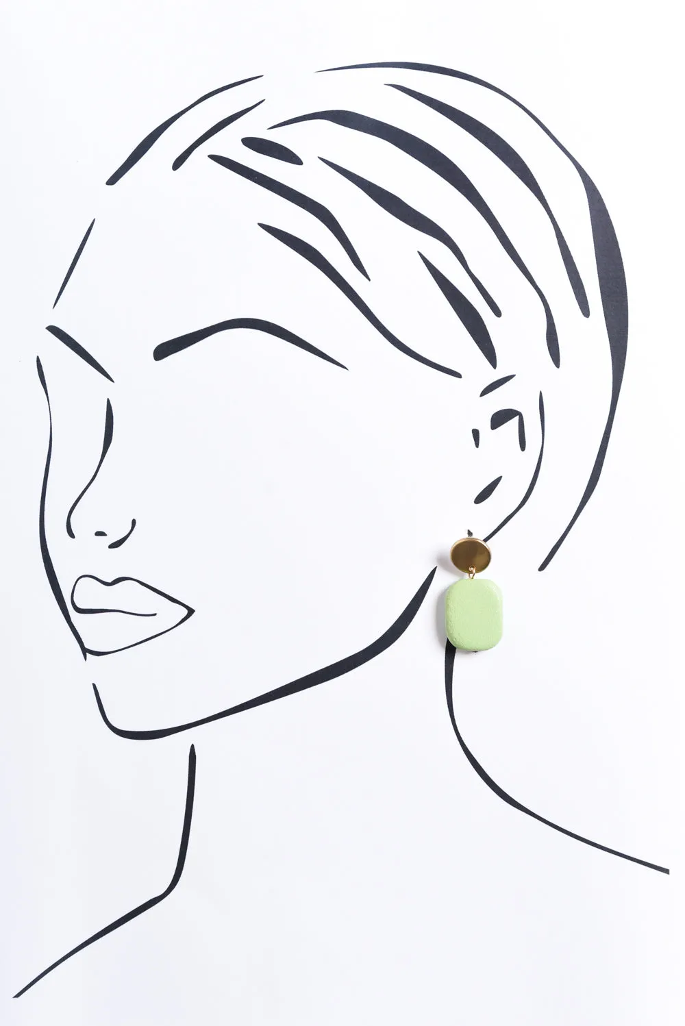 Ariel Sage Green Rectangle Drop Earrings sold by Blue Bungalow product image thumbnail 2