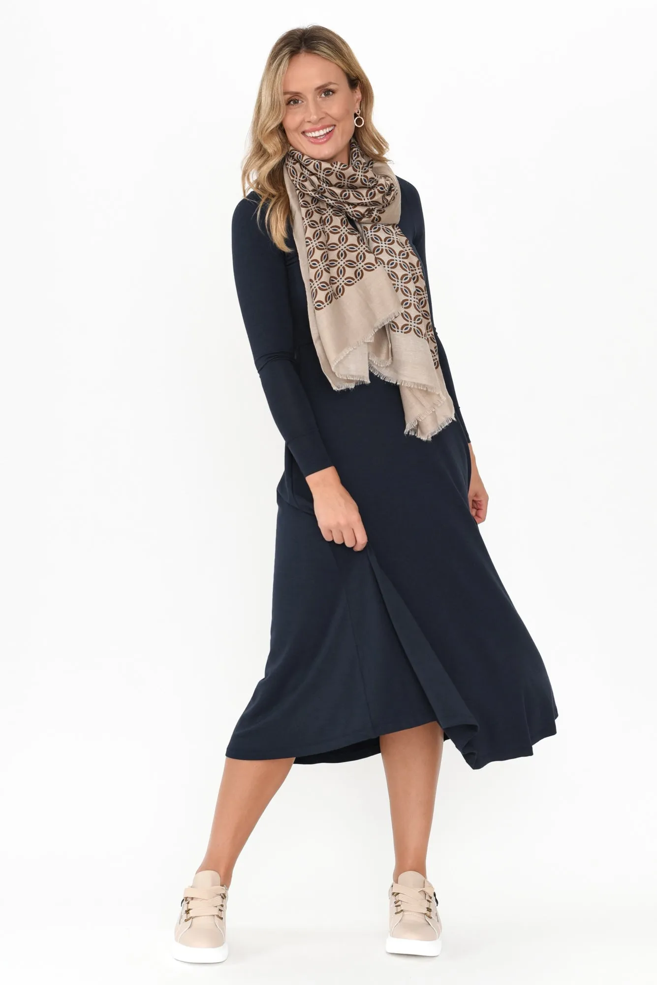 Olivia Dark Navy Bamboo Sleeved Dress sold by Blue Bungalow product image thumbnail 2