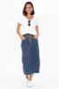 Lusia Dark Blue Denim Tie Skirt sold by Blue Bungalow