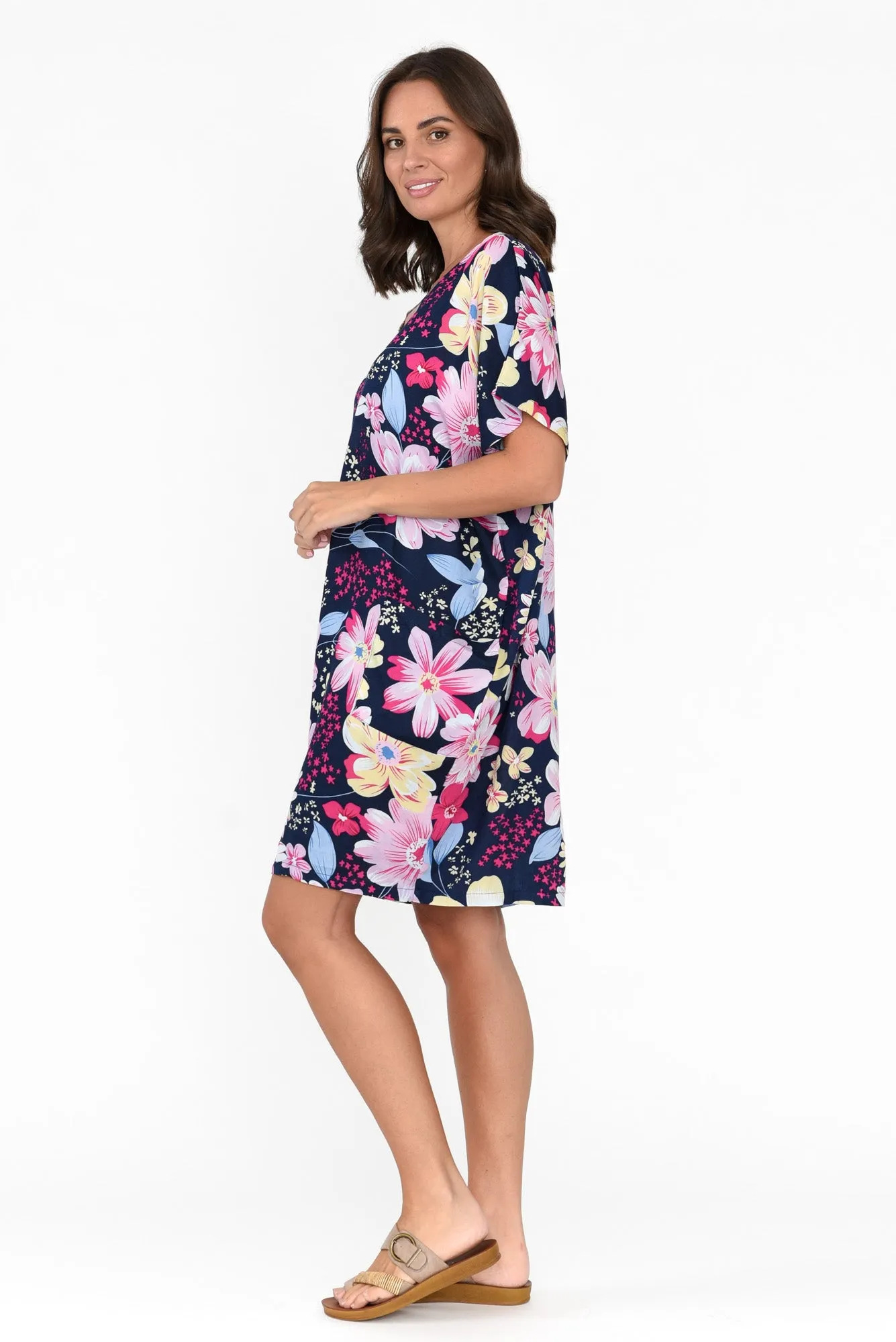 Gaby Navy Garden Drape Tee Dress sold by Blue Bungalow product image thumbnail 3