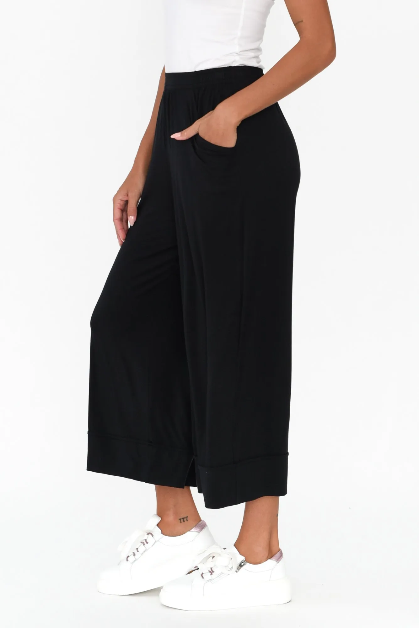Lena Black Micro Modal Resort Pants sold by Blue Bungalow product image thumbnail 4