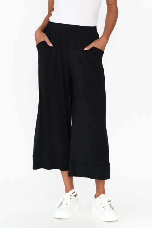 Lena Black Micro Modal Resort Pants sold by Blue Bungalow