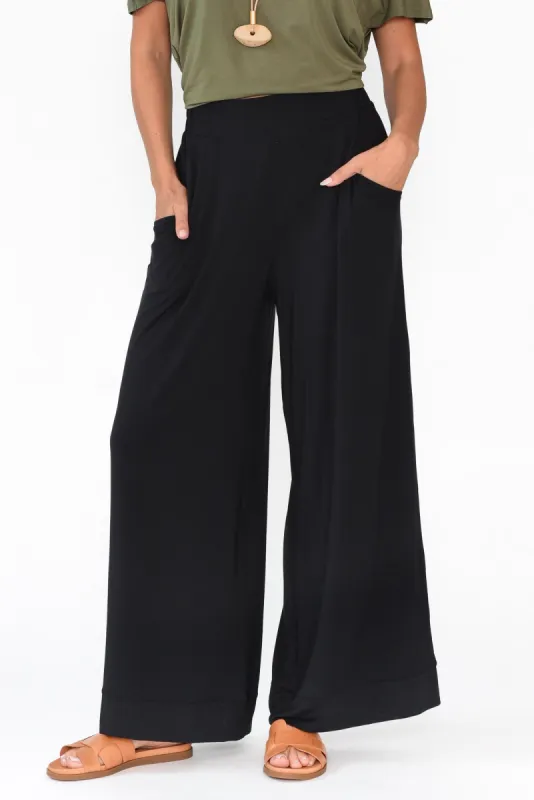 Lola Black Micro Modal Wide Leg Pants sold by Blue Bungalow