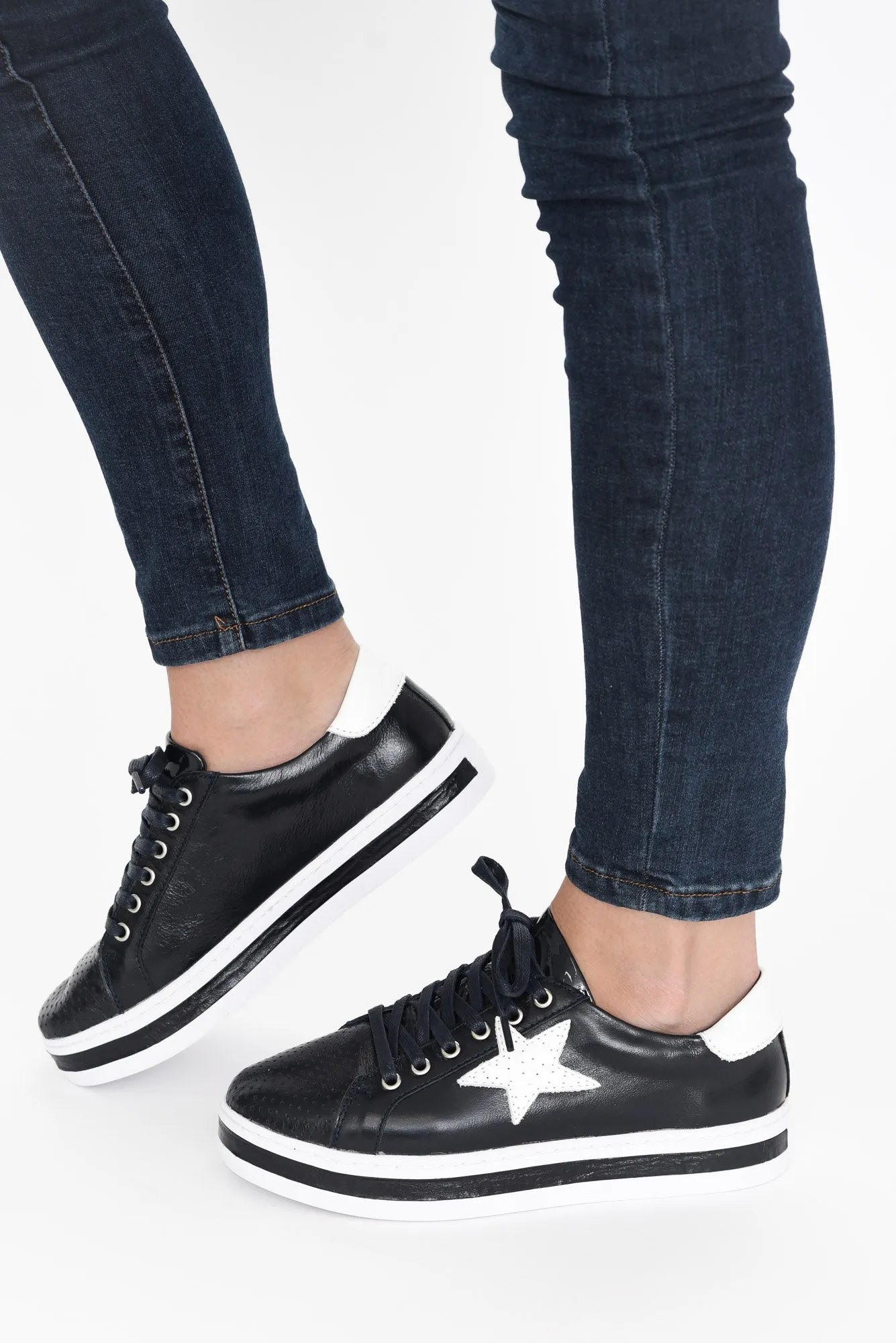 Pixie Star Navy White Leather Sneaker sold by Blue Bungalow