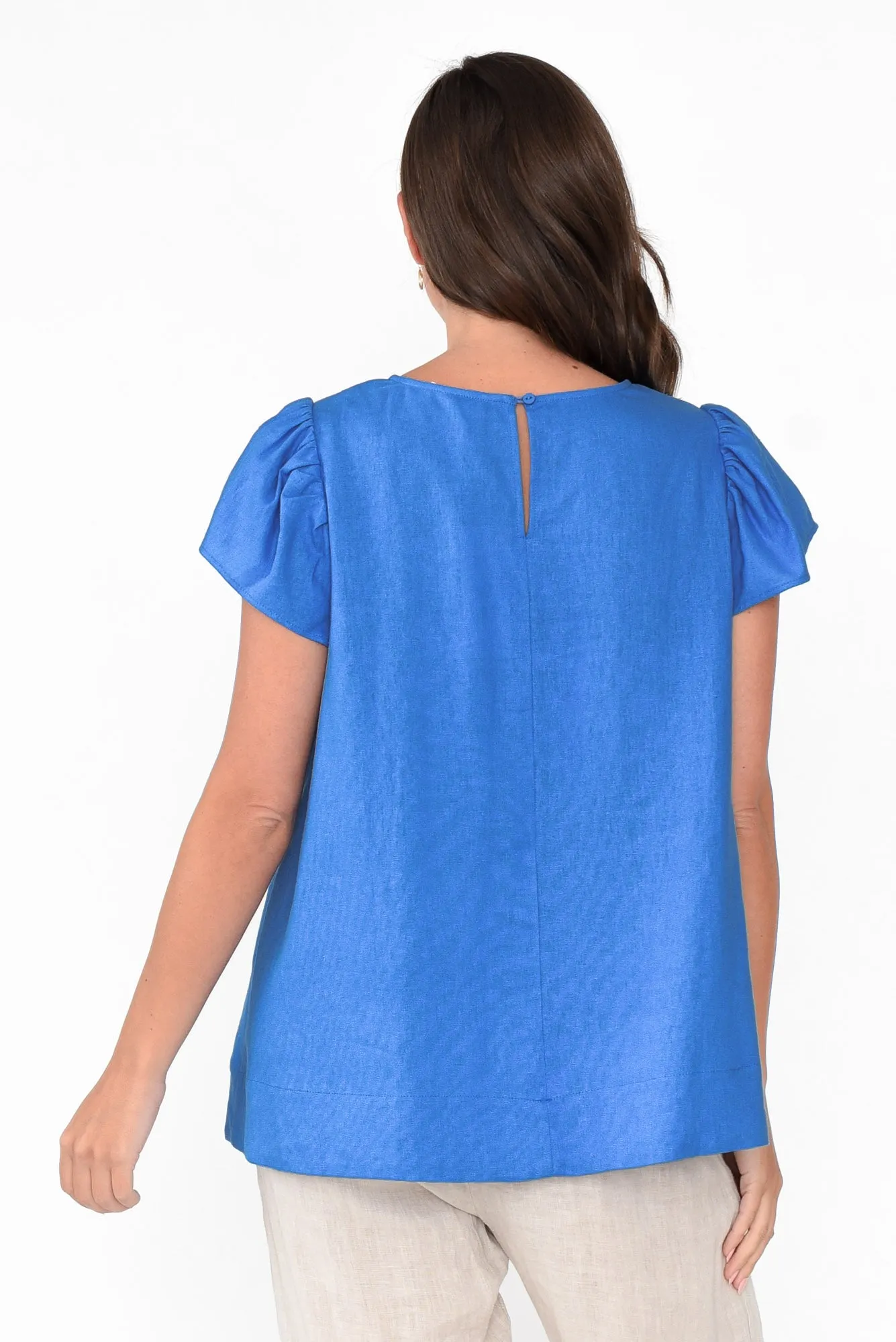 Imogen Cobalt Frill Sleeve Top sold by Blue Bungalow product image thumbnail 4