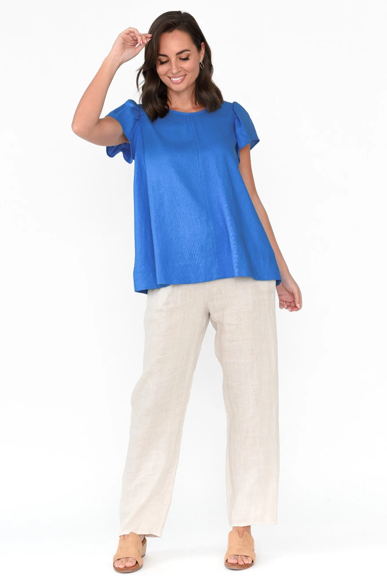 Imogen Cobalt Frill Sleeve Top sold by Blue Bungalow product image thumbnail 2