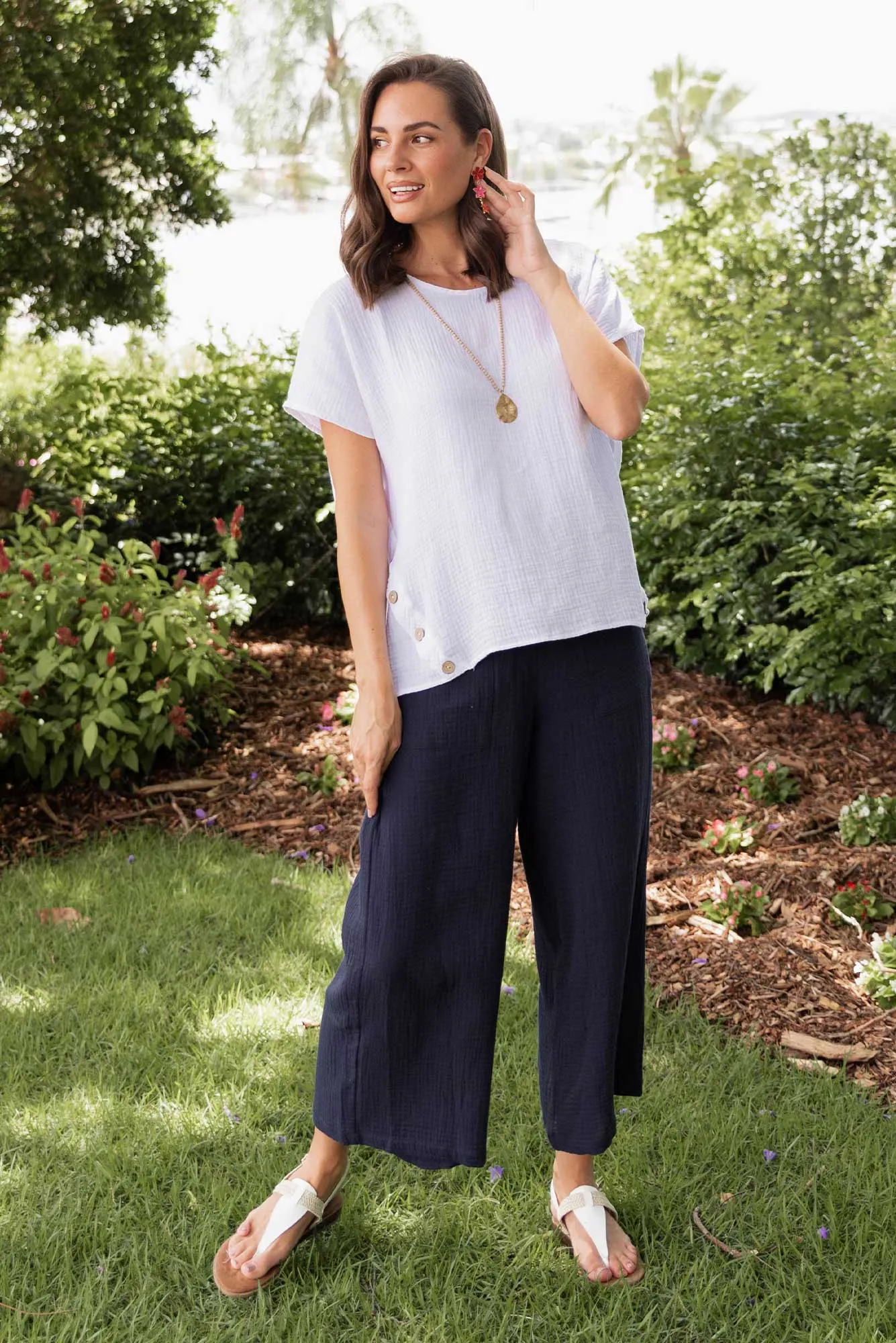 Byron Navy Cotton Pocket Pants sold by Blue Bungalow product image thumbnail 2