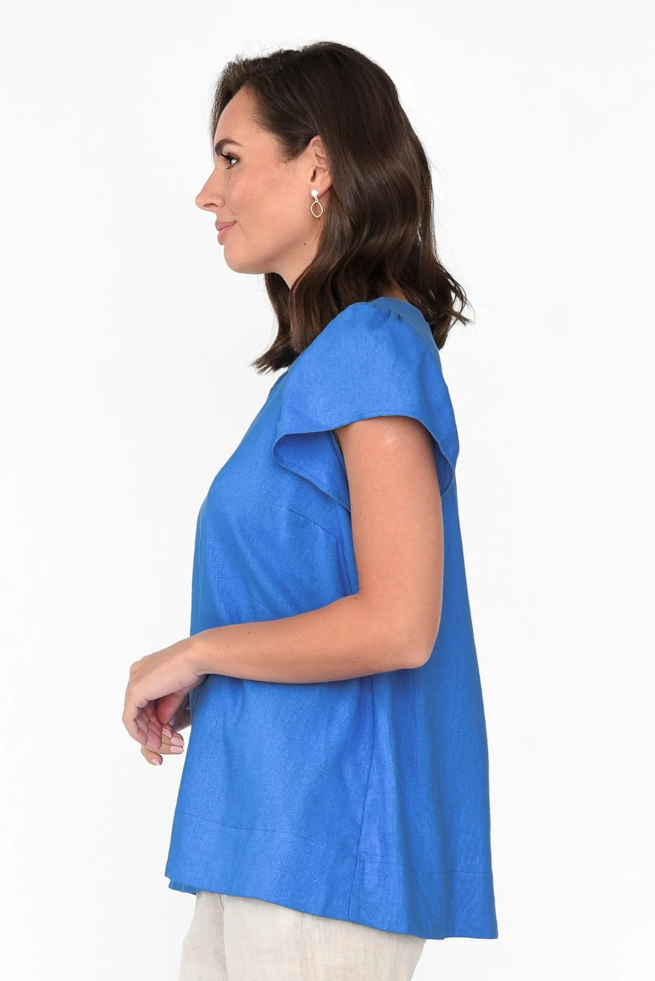 Imogen Cobalt Frill Sleeve Top sold by Blue Bungalow product image thumbnail 3