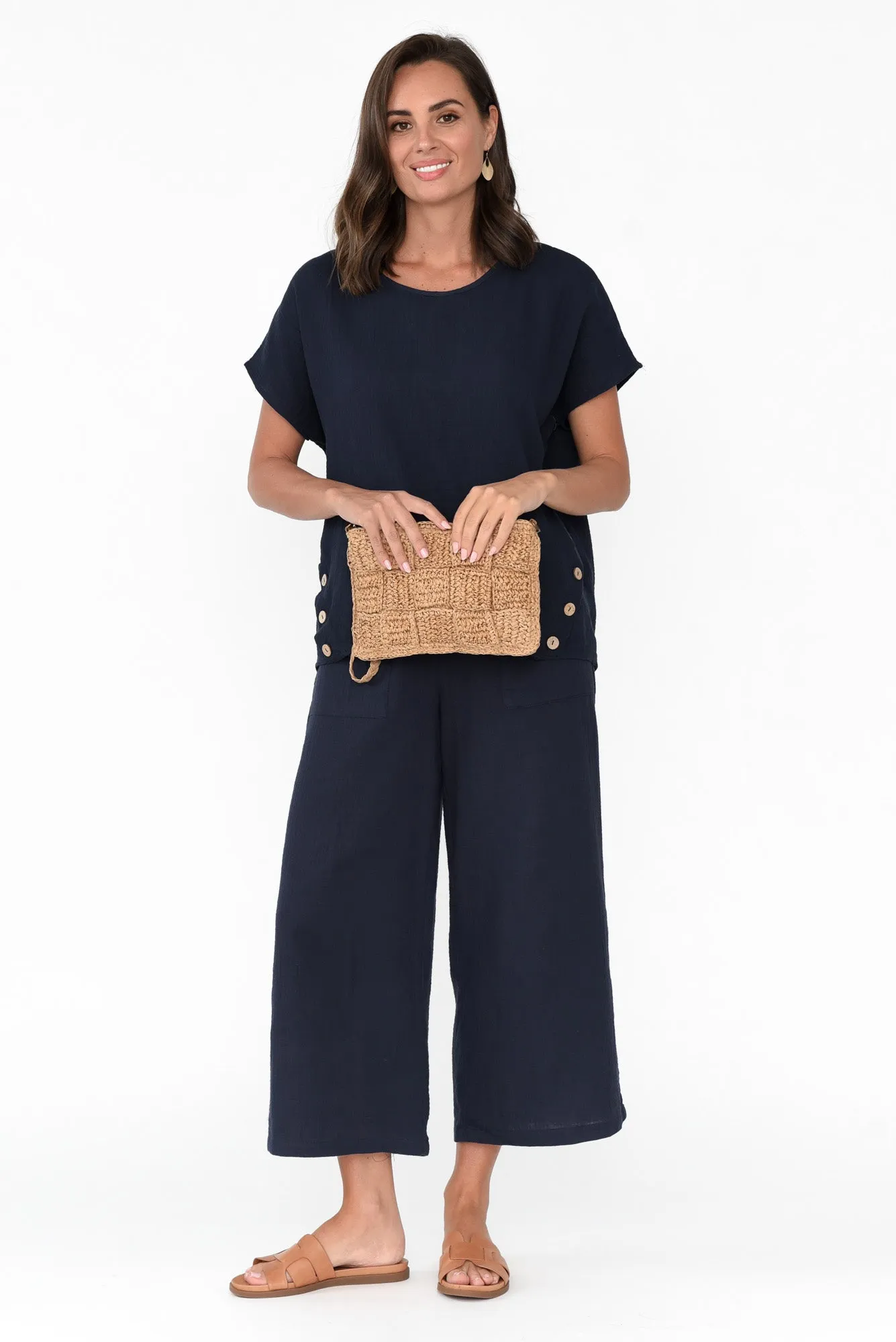 Byron Navy Cotton Pocket Pants sold by Blue Bungalow product image thumbnail 3