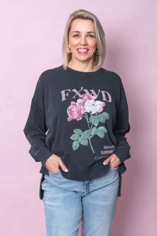 Rosa Crew in Washed Black - Foxwood sold by Always Alice