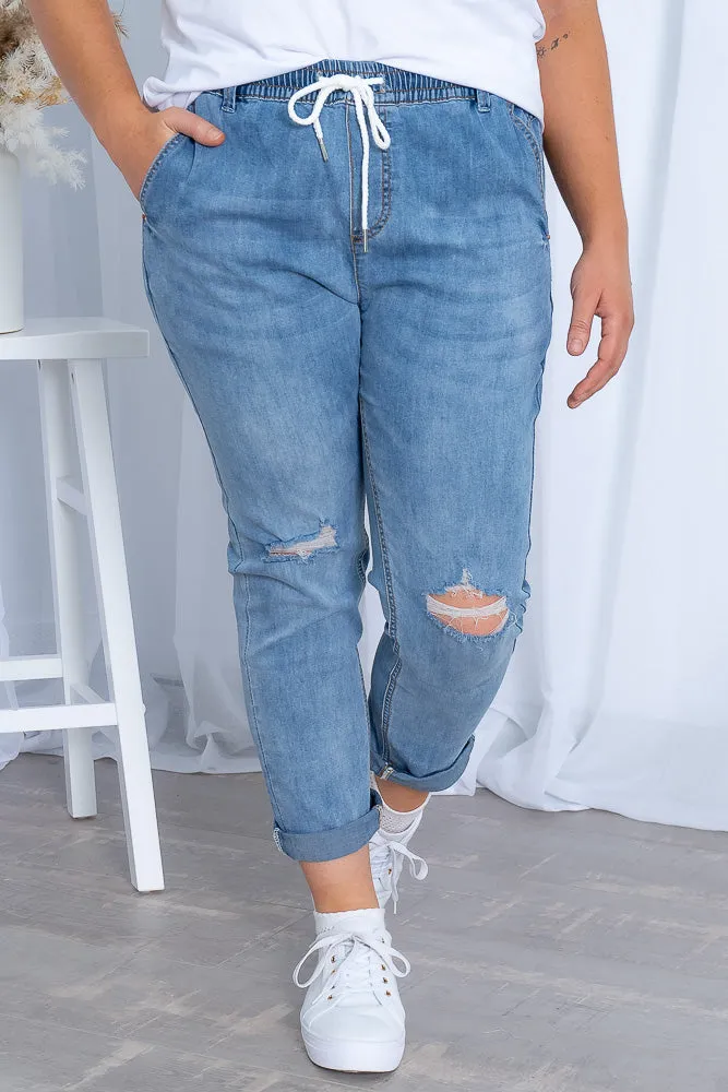Bray Joggers in Mid Denim sold by Always Alice