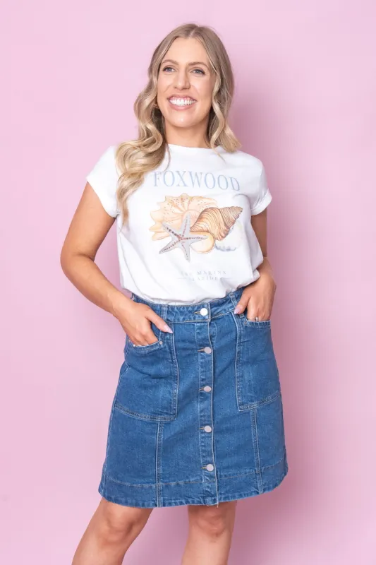 Seaside Tee in Vintage White - Foxwood - Final Sale sold by Always Alice