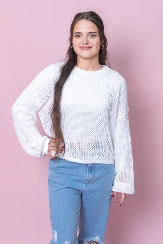 Carlie Lightweight Jumper in White sold by Always Alice