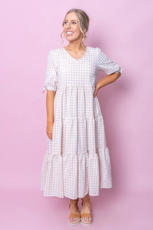 Romy Midi Dress in Beige sold by Always Alice