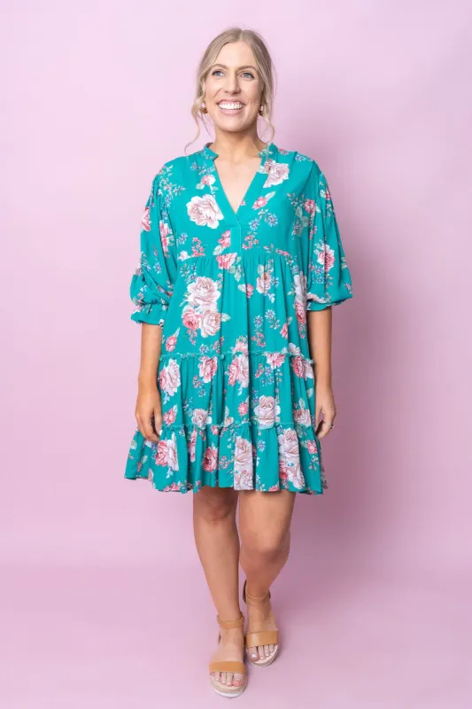 Adelina Dress in Emerald sold by Always Alice